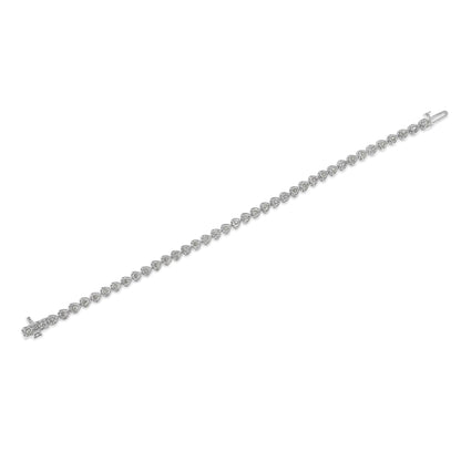 .925 Sterling Silver 1.0 Cttw Miracle Set Diamond Heart-Link 7" Tennis Bracelet (I-J Color, I2-I3 Clarity) WEM Support (www.WEM.support)