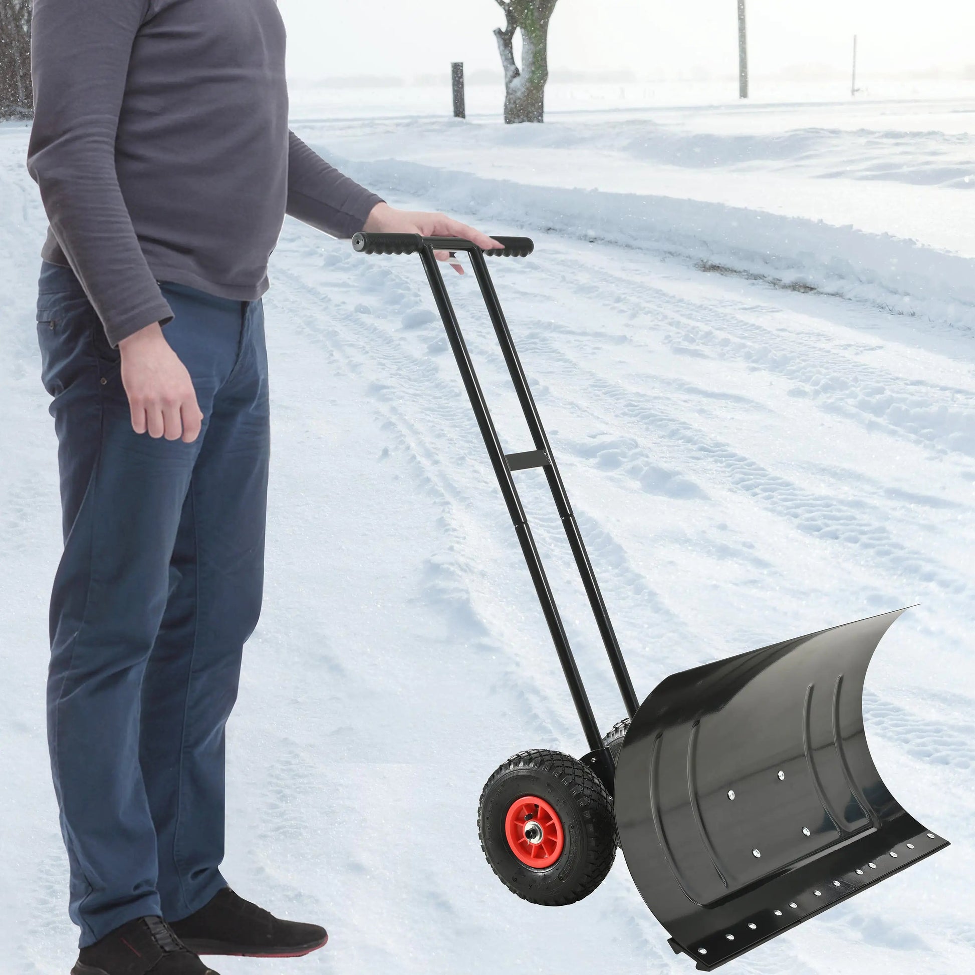 Snow Removal Shovel - Heavy Duty Snow Removal Shovel - Efficient Snow Removal Tool - Ergonomic Design, Powder-coated Steel For Long-lasting Performance WEM Support (www.WEM.support)