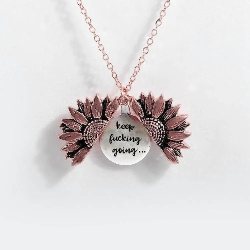 Sunflower Double-layer Lettering Necklace WEM Support (www.WEM.support)