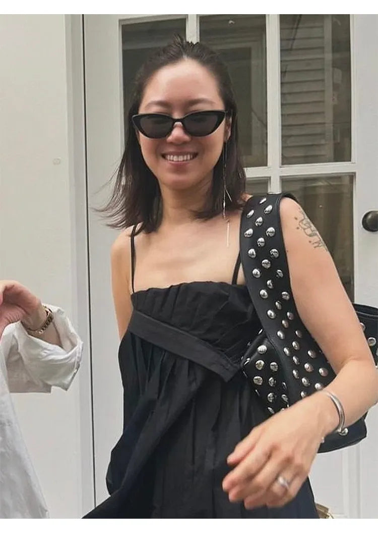 Rivet Black Metal Motorcycle Underarm Bag WEM Support (www.WEM.support)