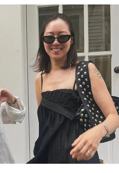 Rivet Black Metal Motorcycle Underarm Bag WEM Support (www.WEM.support)