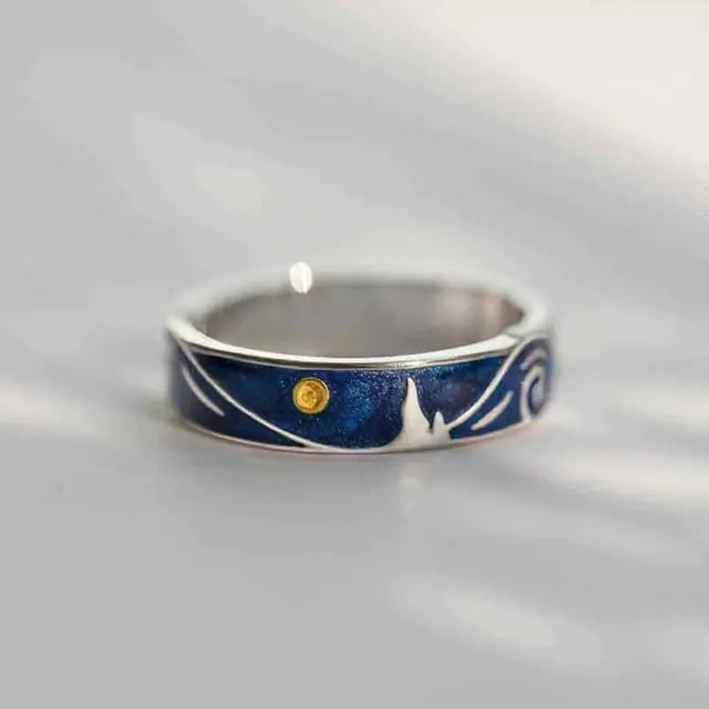 Van Gogh Starry Sky Open Lover Fashion Rings WEM Support (www.WEM.support)