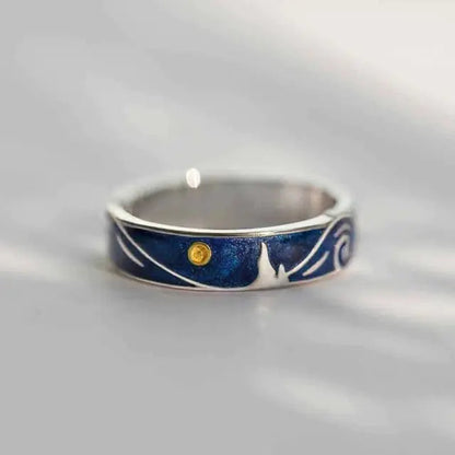Van Gogh Starry Sky Open Lover Fashion Rings WEM Support (www.WEM.support)