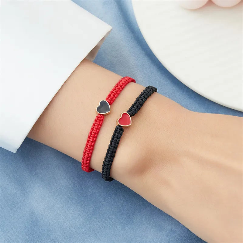 Heart-Shaped Woven Couple Bracelet WEM Support (www.WEM.support)