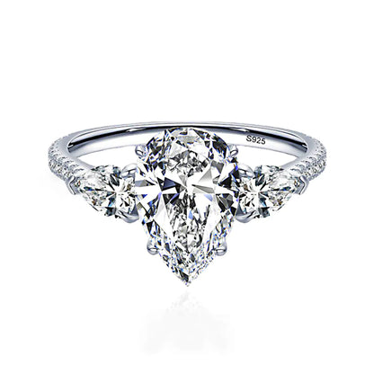 Drop-Shaped Yellow Diamond Ring in Sterling Silver