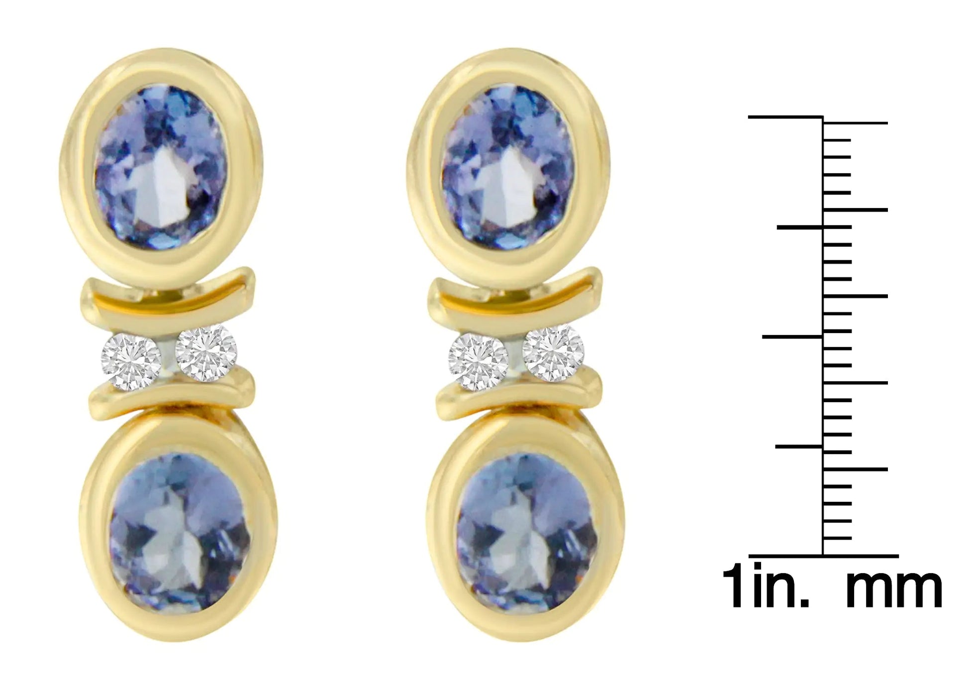 14K Yellow Gold Round Cut Diamond Tanzanite Earrings (1.60 cttw, I-J Color, I1-I2 Clarity) WEM Support (www.WEM.support)