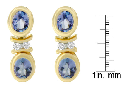 14K Yellow Gold Round Cut Diamond Tanzanite Earrings (1.60 cttw, I-J Color, I1-I2 Clarity) WEM Support (www.WEM.support)