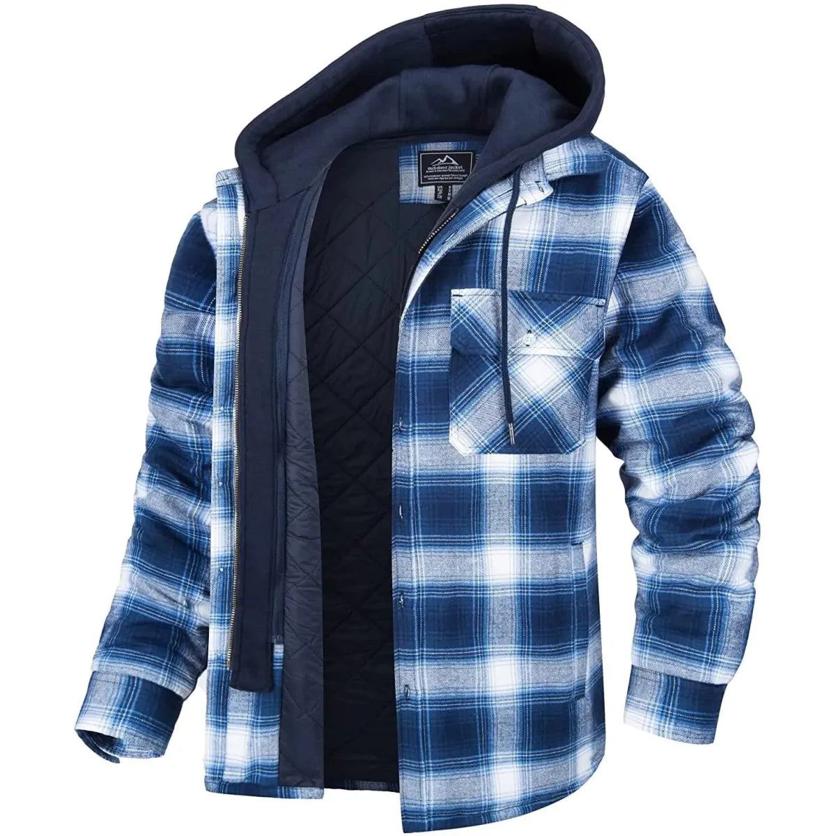 Men's Thick Padded Long Sleeves Loose Plaid WEM Support (www.WEM.support)
