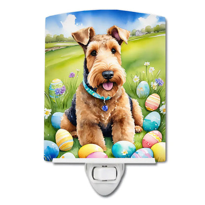 Airedale Terrier Easter Egg Hunt Ceramic Night Light WEM Support (www.WEM.support)