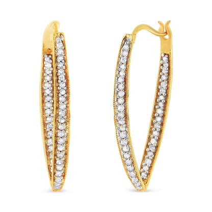 14K Yellow Gold 1/2 Cttw Diamond Inside Out Hoop Earrings for Women (I-J Color, I2-I3 Clarity) WEM Support (www.WEM.support)