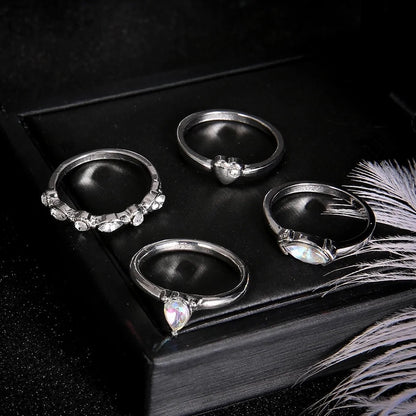 Classic Silver Crystal Heart Ring Set WEM Support (www.WEM.support)