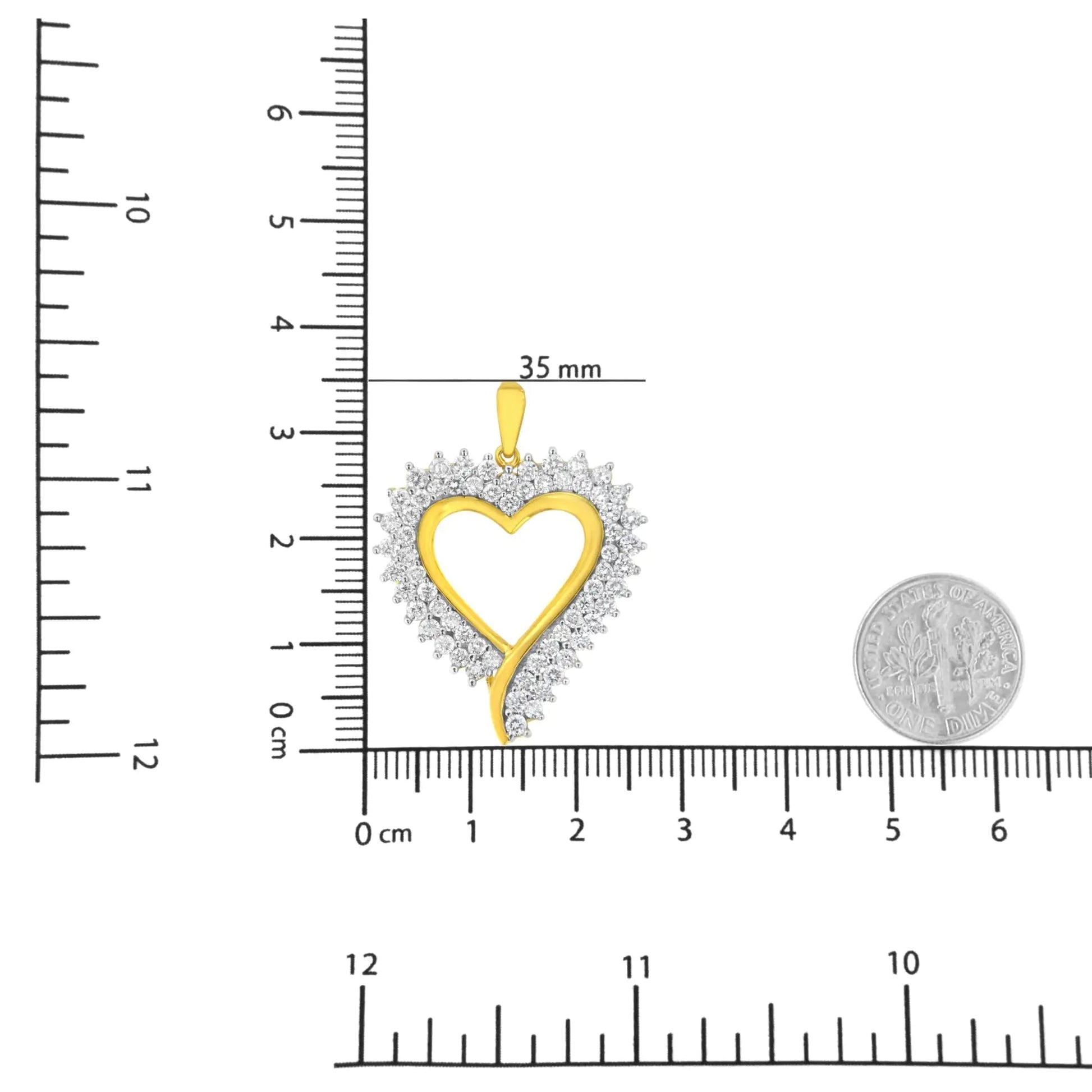 10k Yellow Gold Plated Sterling Silver 2 1/5 cttw Lab Grown Diamond Heart Pendant Necklace (F-G Color, VS2-SI1 Clarity) WEM Support (www.WEM.support)