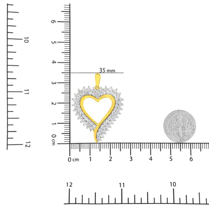 10k Yellow Gold Plated Sterling Silver 2 1/5 cttw Lab Grown Diamond Heart Pendant Necklace (F-G Color, VS2-SI1 Clarity) WEM Support (www.WEM.support)