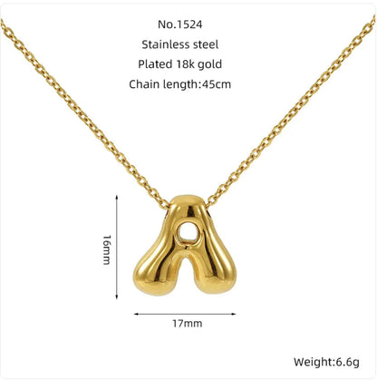 Women's Glossy Bubble Letter Pendant Necklace WEM Support (www.WEM.support)