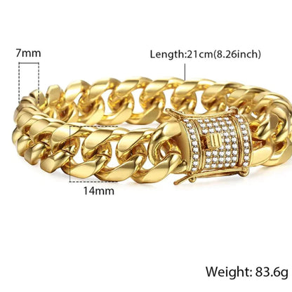Gold Miami Curb Chain Bracelet WEM Support (www.WEM.support)