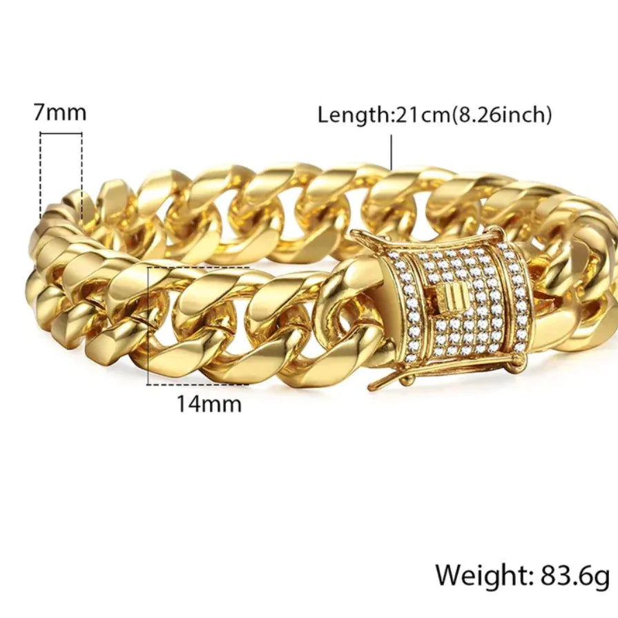 Gold Miami Curb Chain Bracelet WEM Support (www.WEM.support)