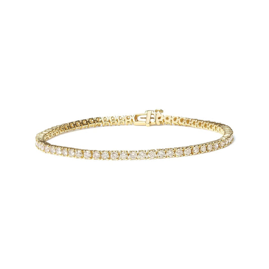 14K Yellow Gold 3.00 Cttw 4 Prong Set Round Brilliant Cut Diamond Tennis 7.25" Bracelet (J-K Color, I1-I2 Clarity) WEM Support (www.WEM.support)