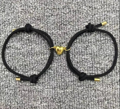 Simple Alloy Love Magnets Attracting Couple Bracelets WEM Support (www.WEM.support)