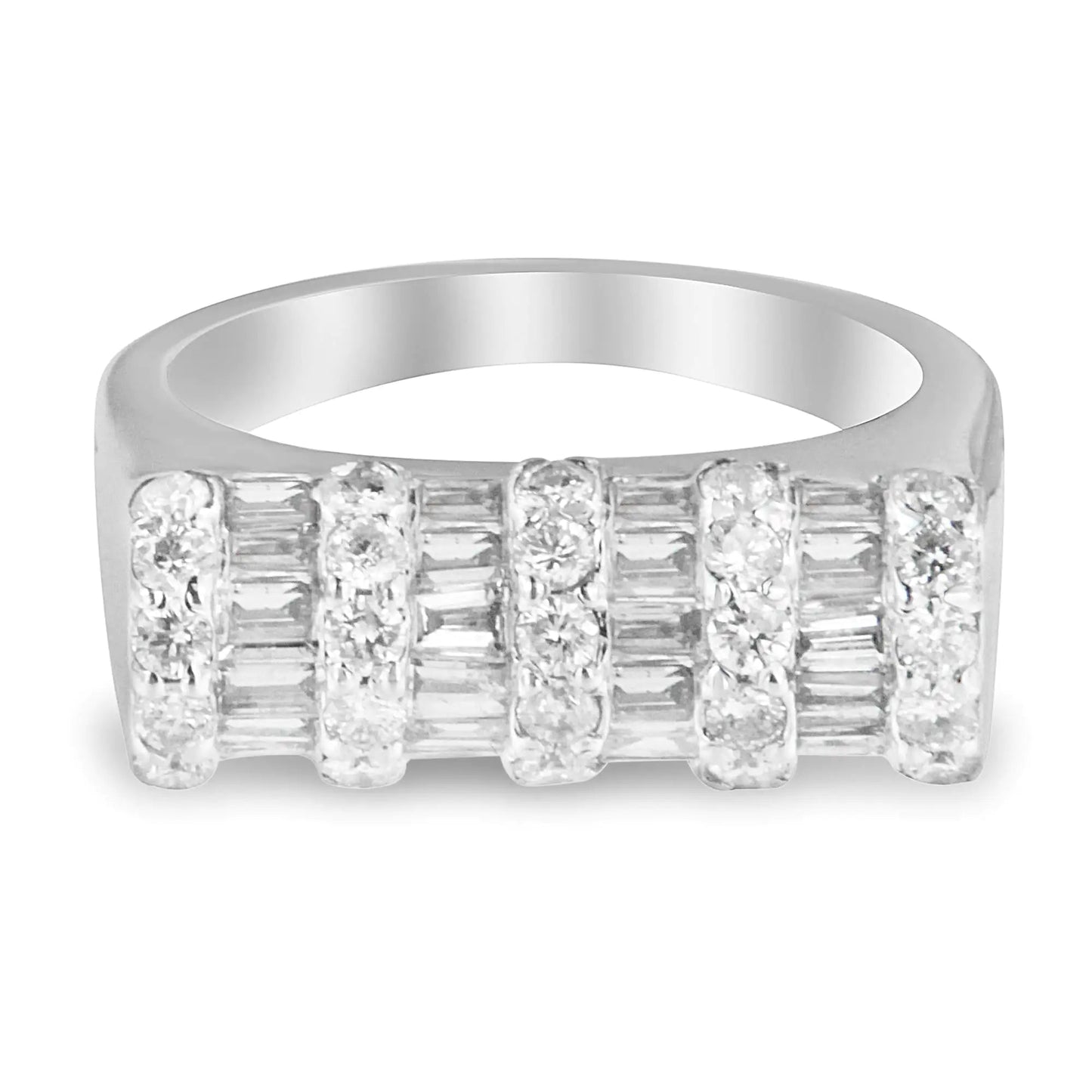 14K White Gold 1 7/8ct TDW Round and Baguette-cut Diamond Ring (G-H, SI2-I1) WEM Support (www.WEM.support)