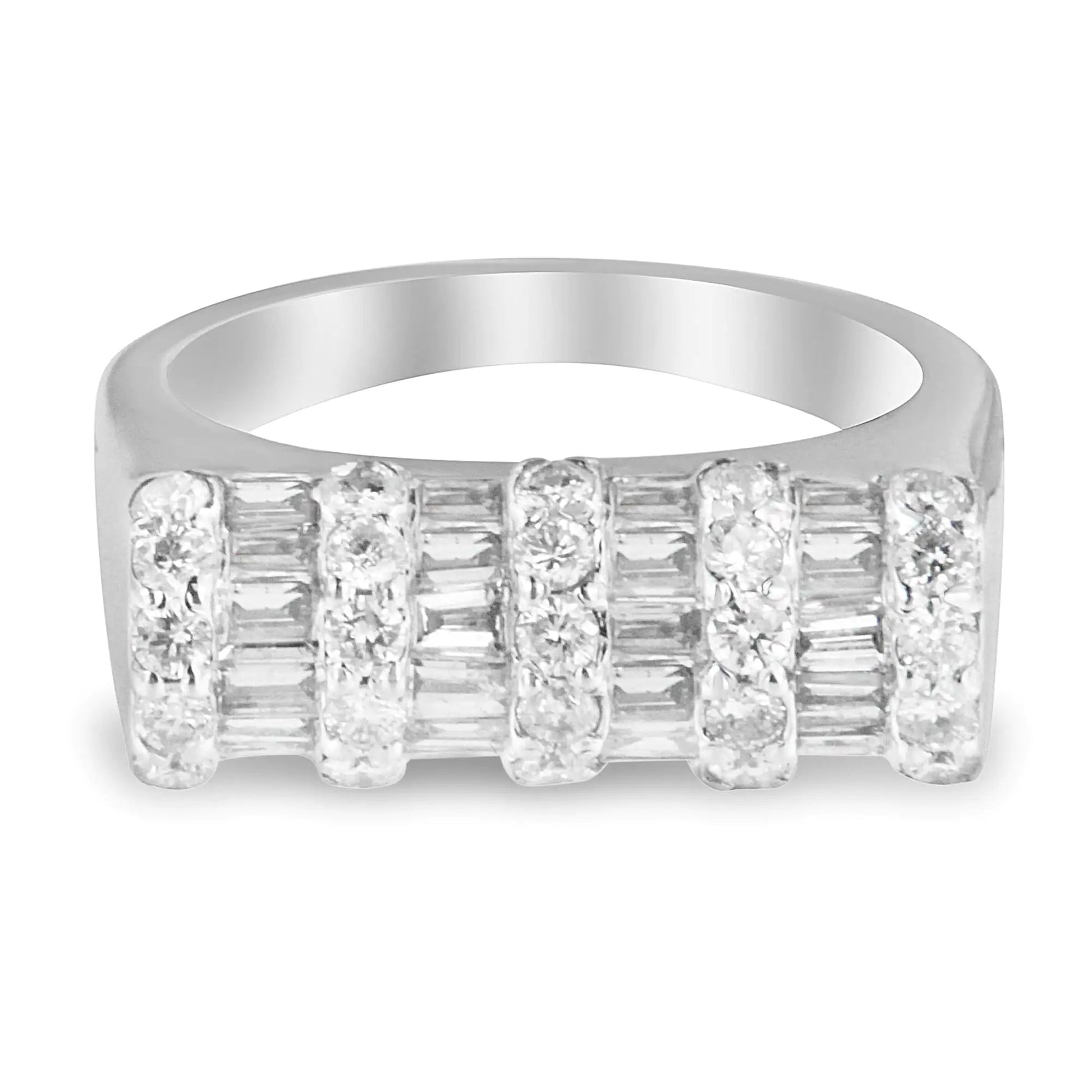 14K White Gold 1 7/8ct TDW Round and Baguette-cut Diamond Ring (G-H, SI2-I1) WEM Support (www.WEM.support)