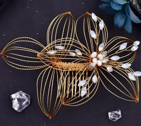 Bridal Headdress Hollow Leaf Hair Comb HejK.com