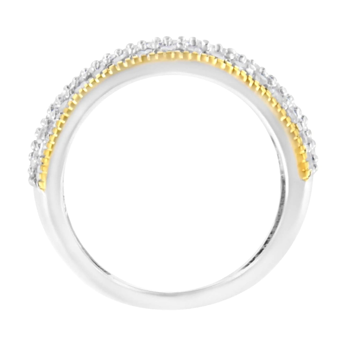 10K Yellow Gold Plated .925 Sterling Silver 2.0 Cttw Prong Set Round Cut Diamond 5 Row Anniversary Band Ring (I-J Color, I2-I3 Clarity) WEM Support (www.WEM.support)