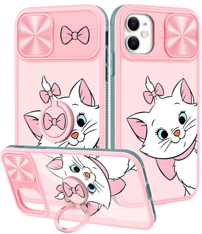Joyleop (2in1 for iPhone 11 Case Cartoon Cute Cowby for Girls Pretty Women Teen Kids Girly Phone Covers Blue Pattern Design with Slide Camera Cover+Ring Holder for Apple 11 6.1”