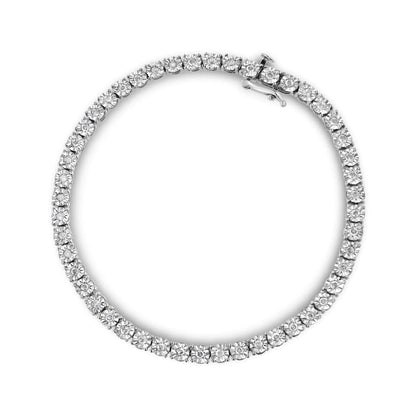 10k White Gold 1.0 Cttw Round-Cut Diamond Miracle Plate Tennis 7" Bracelet (I-J Color, SI2-I1 Clarity) WEM Support (www.WEM.support)