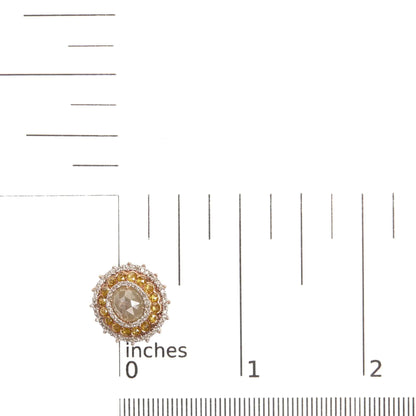 14K Rose Gold 3 1/2 Cttw Fancy Rose Cut Diamond Circle Shaped Triple Halo Stud Earring (Fancy Color, I2-I3 clarity) WEM Support (www.WEM.support)