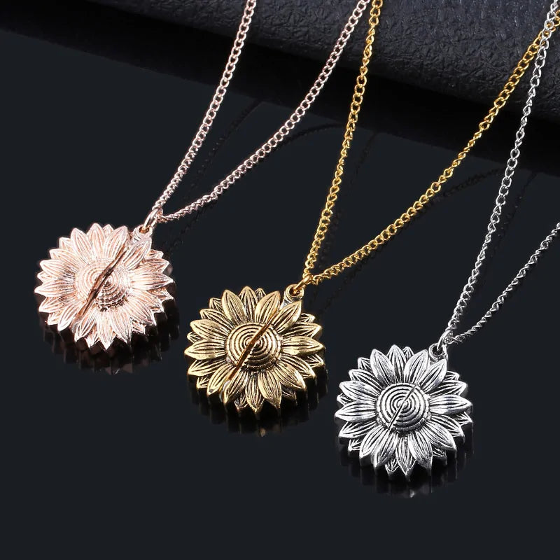 Sunflower Necklace And Hidden Message Necklace WEM Support (www.WEM.support)
