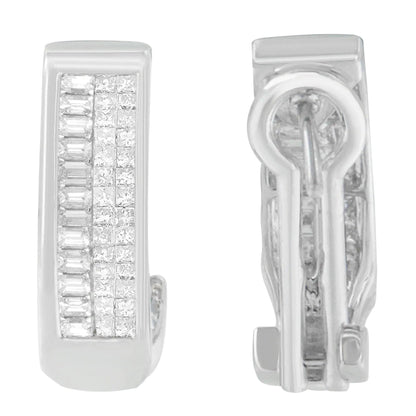 14K White Gold Baguette and Princess-cut Diamond Earrings (1 cttw, H-I Color, VS1-VS2 Clarity) WEM Support (www.WEM.support)