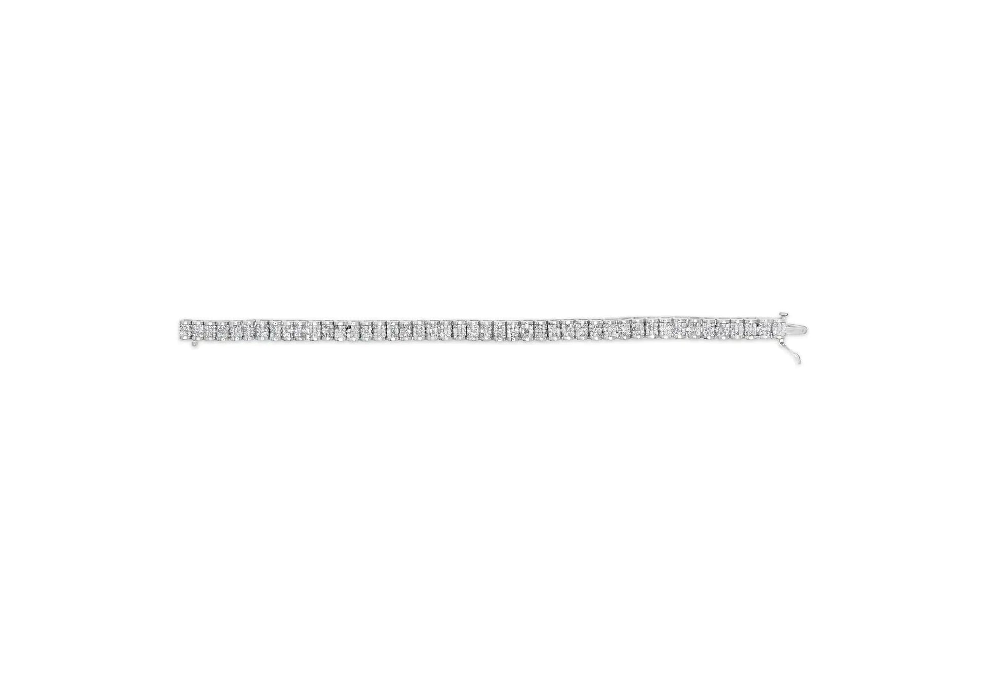 14K White Gold 5.00 Cttw Invisible Set Princess-Cut Diamond Belt and Buckle Tennis 7" Bracelet (H-I Color, SI1-SI2 Clarity) WEM Support (www.WEM.support)