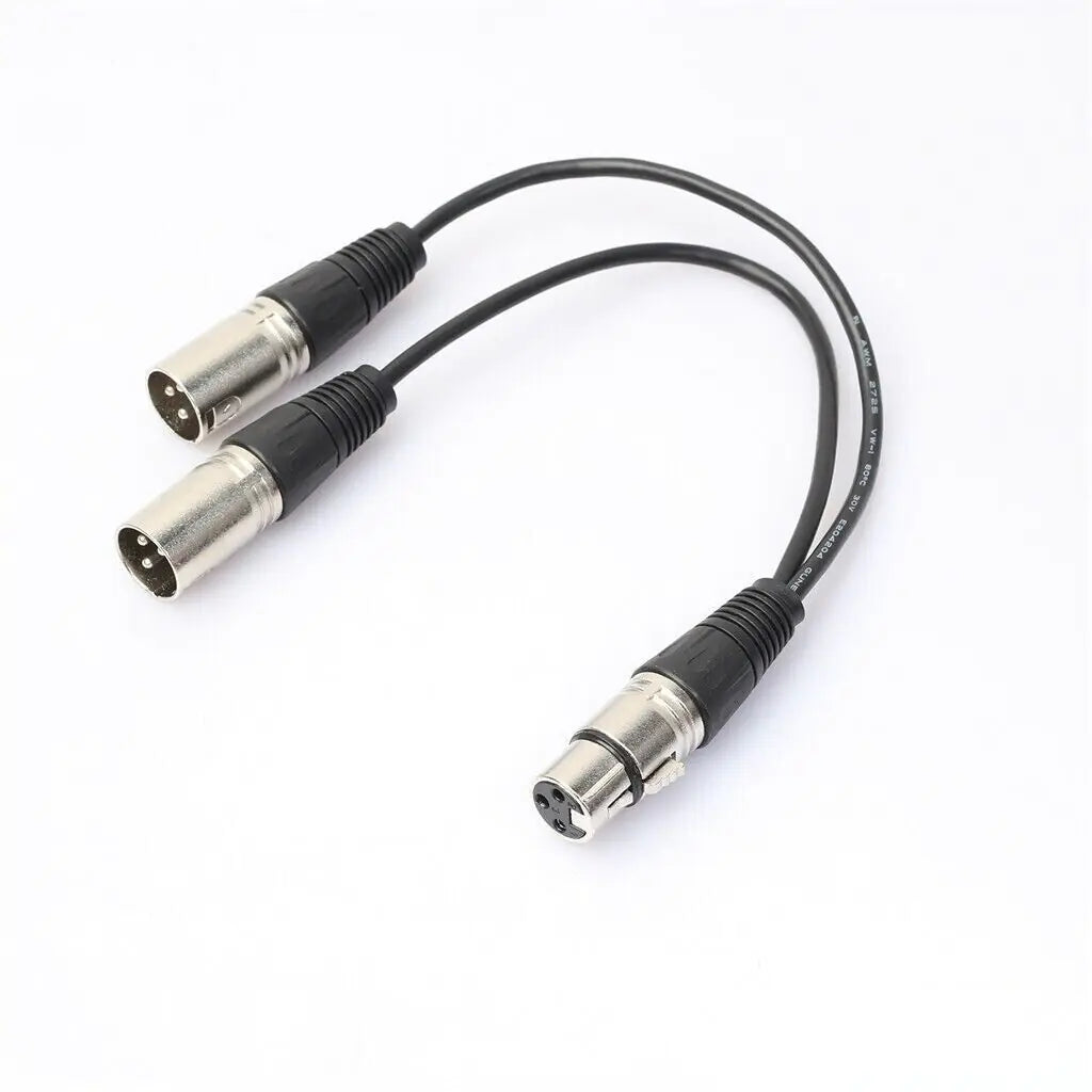 3Pin XLR Female Jack To Dual 2 Male Plug Y Splitter Cable Adapter Microphone USA WEM Support (www.WEM.support)