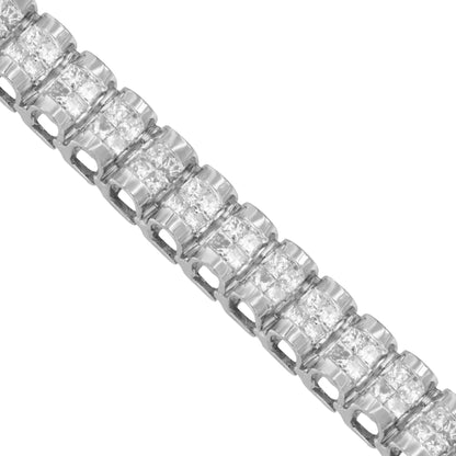 14K White Gold 3.0 Cttw Princess Cut Quad Invisible Set Tennis Bracelet (H-I Color, SI2-I1 Clarity) - 7” WEM Support (www.WEM.support)