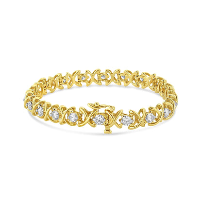 14K Yellow Gold 4.0 Cttw "X"-Link Round-Cut Diamond Bracelet (I-J Color, SI2-I1 Clarity) - Size 7.25 WEM Support (www.WEM.support)