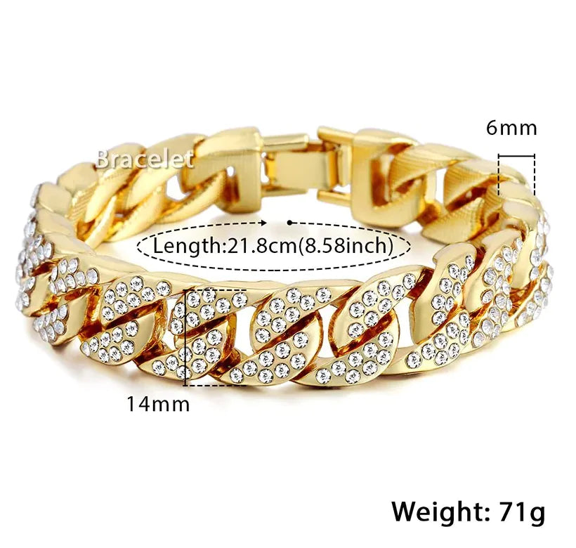 Gold Miami Curb Chain Bracelet WEM Support (www.WEM.support)