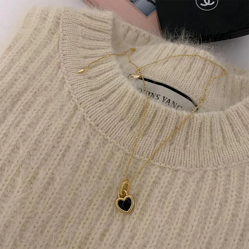 Vintage Double-Sided Heart Pendant Necklace WEM Support (www.WEM.support)