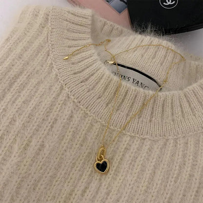 Vintage Double-Sided Heart Pendant Necklace WEM Support (www.WEM.support)