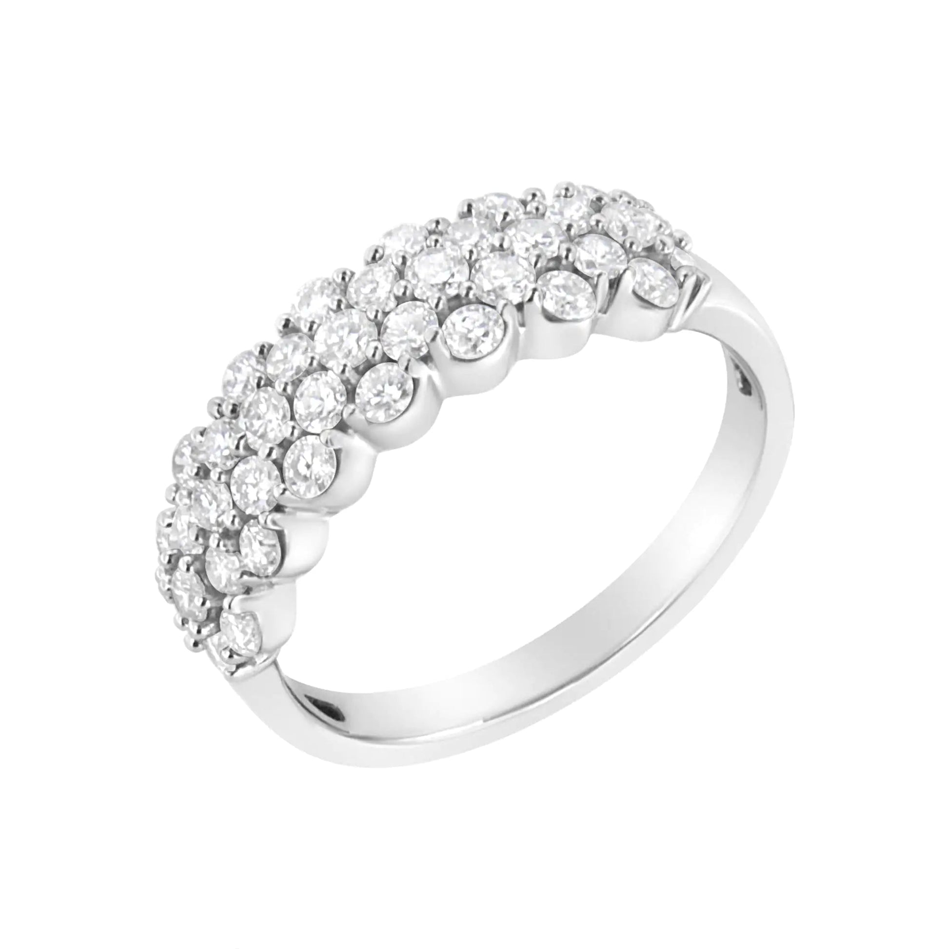 .925 Sterling Silver 1 cttw Lab Grown Diamond Cluster Band Ring (F-G Color, VS2-SI1 Clarity) WEM Support (www.WEM.support)