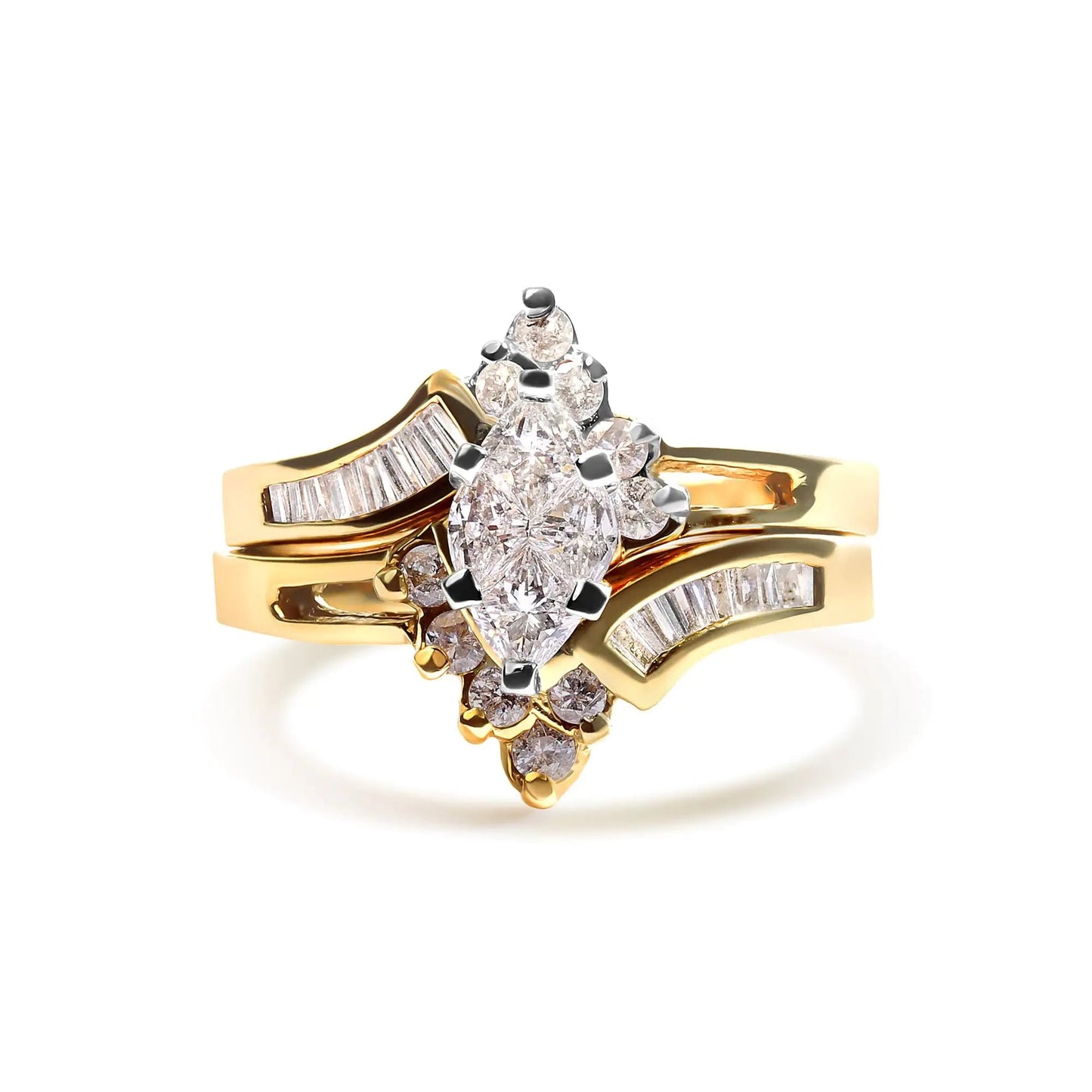 14K Two Tone 3/4 Cttw Diamond Engagement Ring Set (H-I Color, SI1-SI2 Clarity) WEM Support (www.WEM.support)