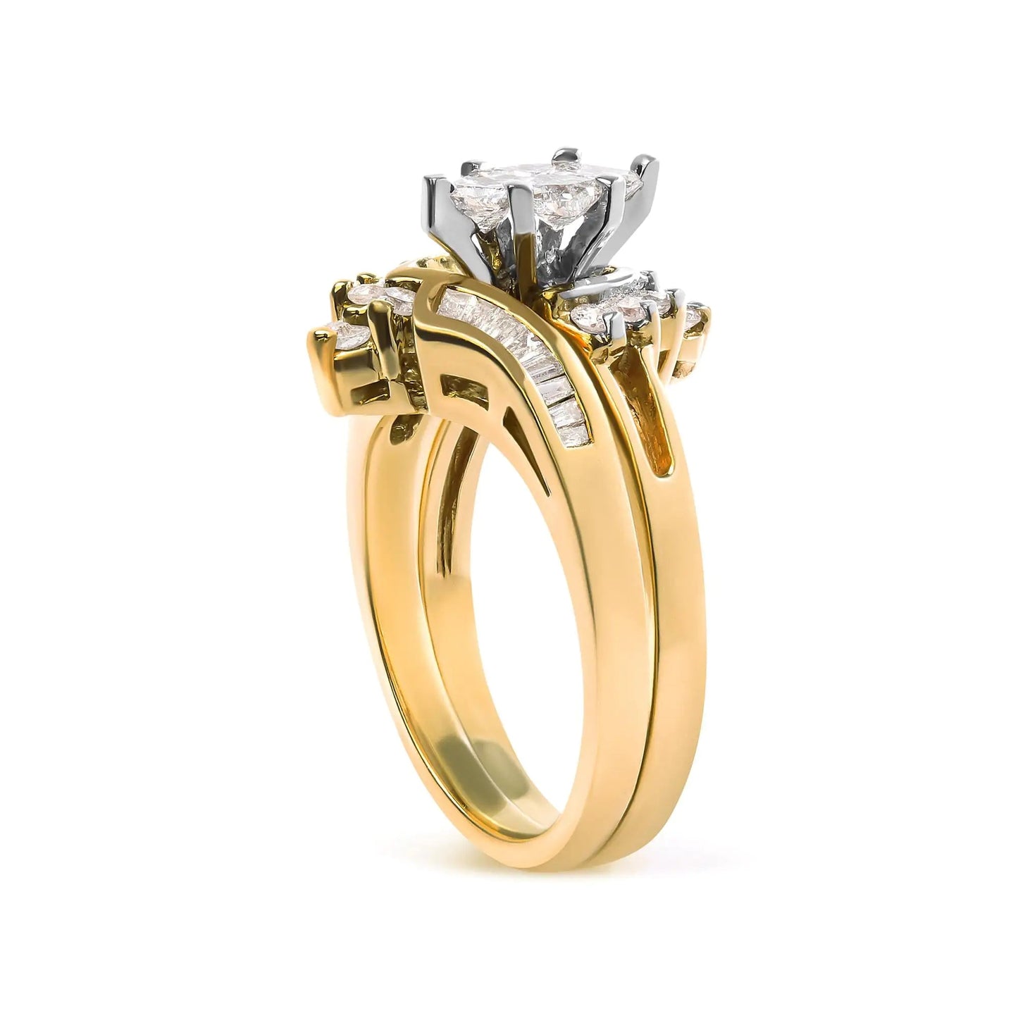 14K Two Tone 3/4 Cttw Diamond Engagement Ring Set (H-I Color, SI1-SI2 Clarity) WEM Support (www.WEM.support)