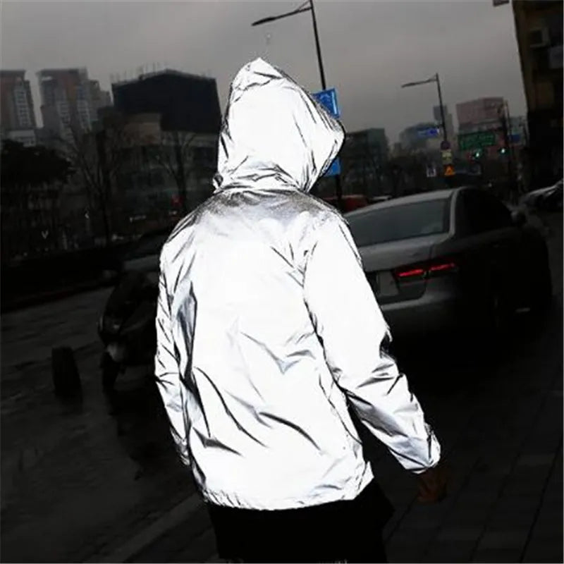 Solid Color Zipper Decoration Reflective Jacket Men's Jacket WEM Support (www.WEM.support)