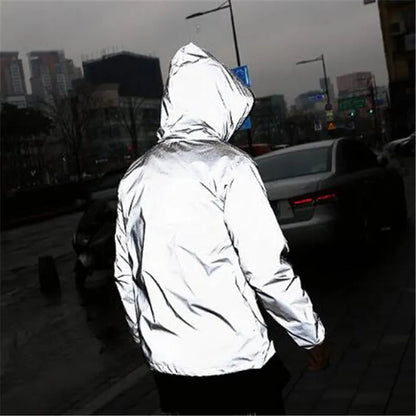 Solid Color Zipper Decoration Reflective Jacket Men's Jacket WEM Support (www.WEM.support)