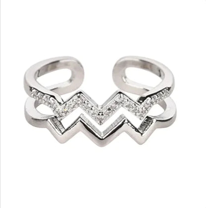 Adjustable Copper Heart Diamond Ring