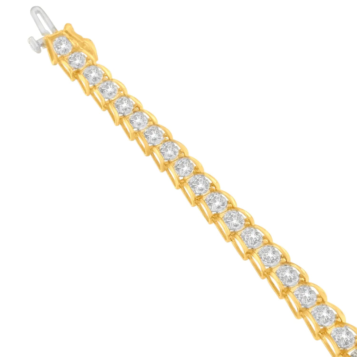 10K Yellow Gold Round-Cut Diamond Link Bracelet (2.00 cttw, I-J Color, I3 Clarity) WEM Support (www.WEM.support)