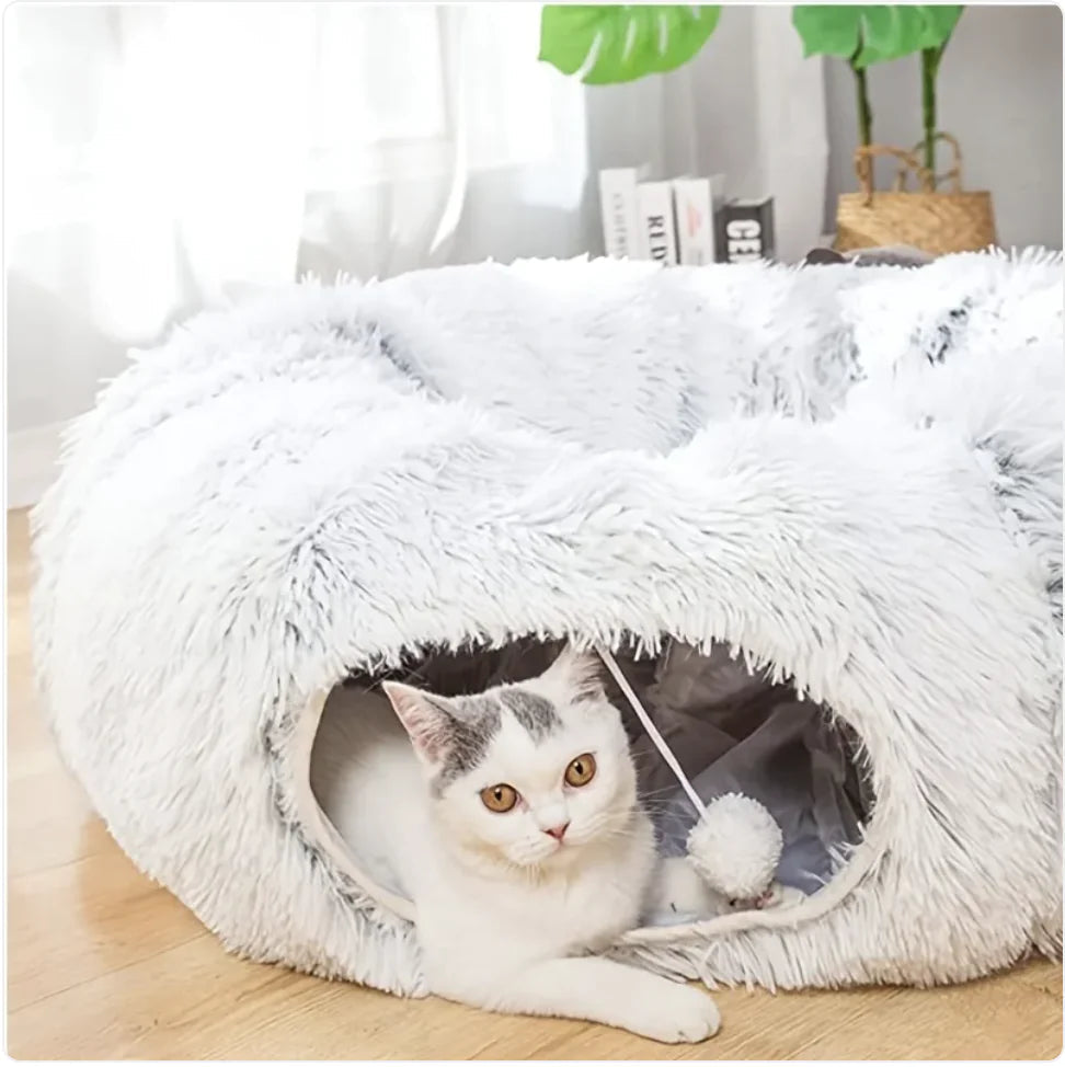 Foldable Plush Winter Cat Tunnel & Nest WEM Support (www.WEM.support)