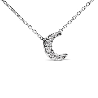 10K White Gold Diamond Accented Crescent Moon Shaped 18" Inch Pendant Necklace (H-I Color, I1-I2 Clarity) WEM Support (www.WEM.support)
