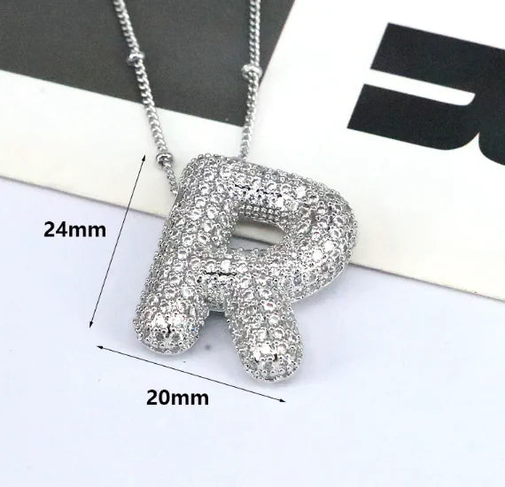 Brass Zircon Letter Necklace WEM Support (www.WEM.support)