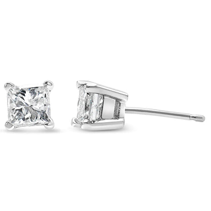 14k White Gold 1/5 Cttw Princess-cut Diamond Petite Stud Earrings (I-J, I2-I3) WEM Support (www.WEM.support)
