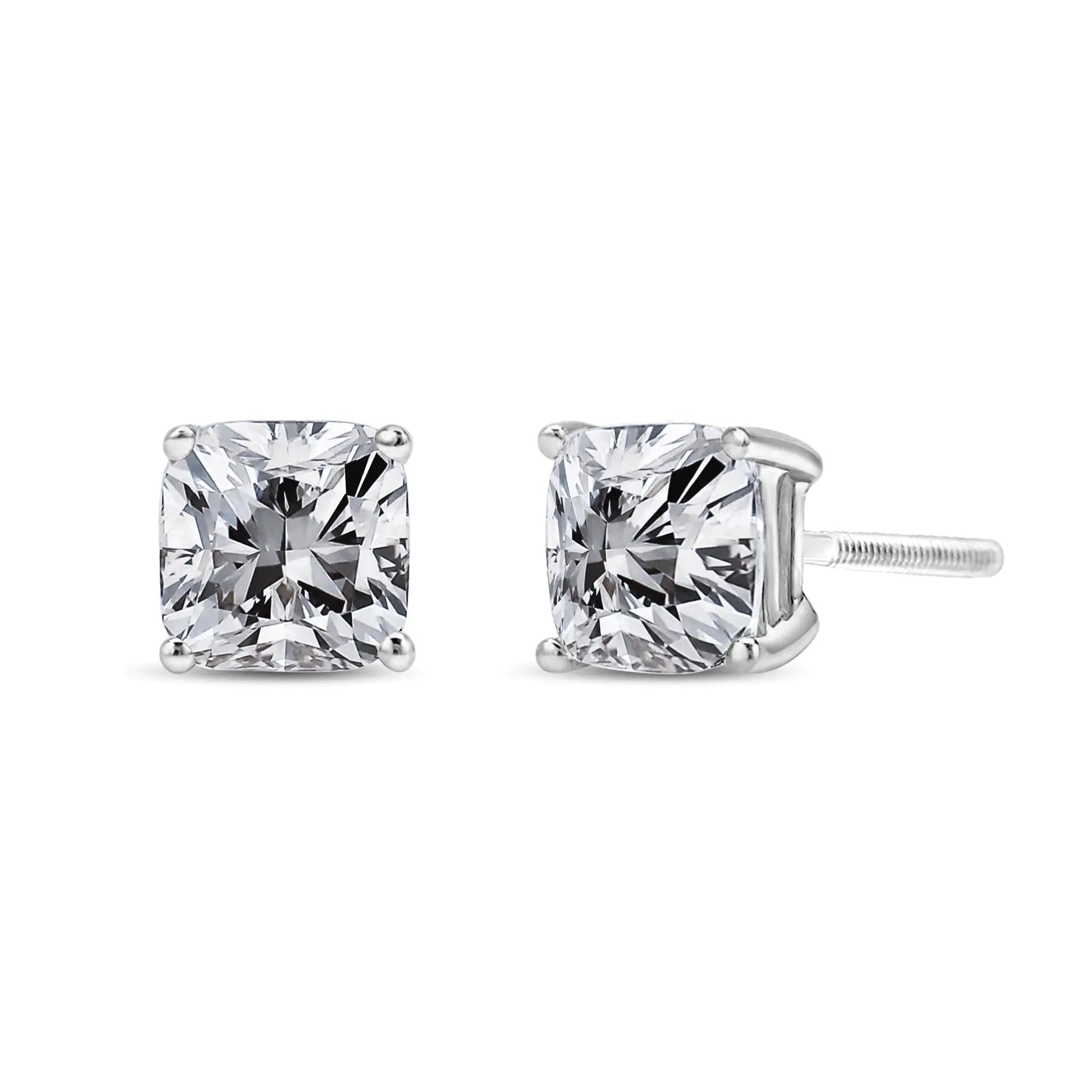 14K White Gold 1 1/2 Cttw Clarity Enhanced Princess Cut Diamond Solitaire Stud Earrings (I-J Color, I1-I2 Clarity) WEM Support (www.WEM.support)